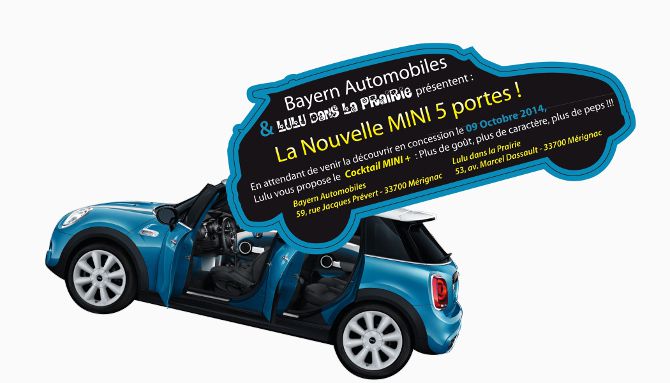 Bayern Automobiles, MINI, création de flyer, forme de découpe