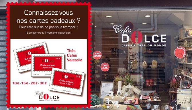 Cafés Dolce : Création cartes cadeaux, Cafés Dolce, Bordeaux, livraison rapide de tous les supports